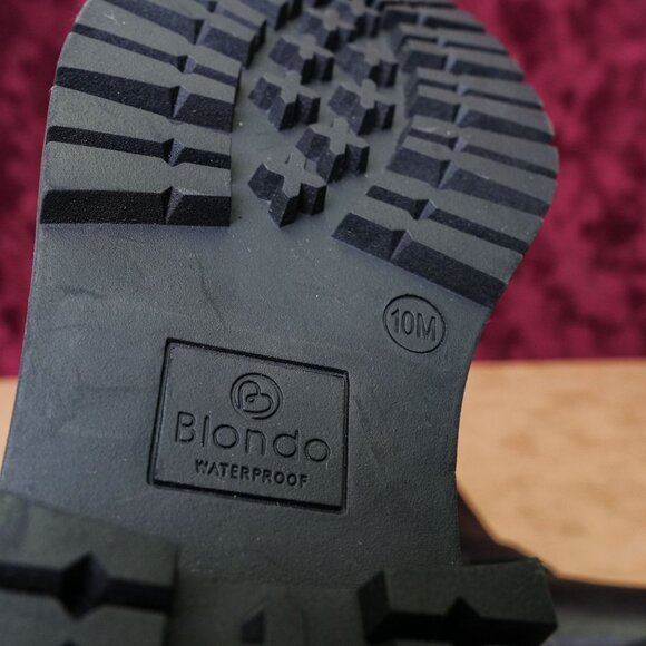 Blondo Women Garnet Waterproof Black Leather Moto Biker Ankle Boots size 10 - Picture 7 of 7